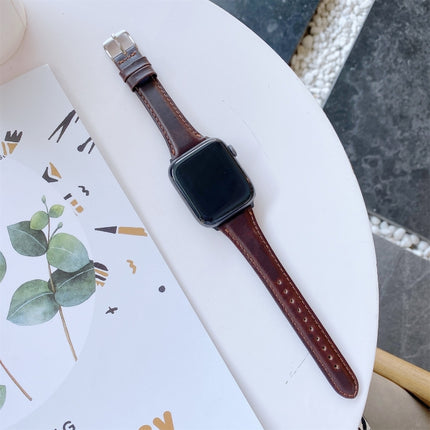Double-sided Genuine Leather Replacement Strap Watchband, For Apple Watch Series 7  41mm / & 6 & SE & 5 & 4 40mm, For Apple Watch Series  7  45mm / & 6 & SE & 5 & 4 44mm - DealBuddy