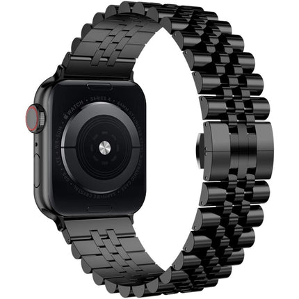 Metal Five Baht Replacement Steel Strap Watchband, For Apple Watch Ultra 49mm / Series 8&7 45mm / SE 2&6&SE&5&4 44mm / 3&2&1 42mm, For Apple Watch Series 8&7 41mm / SE 2&6&SE&5&4 40mm / 3&2&1 38mm - DealBuddy