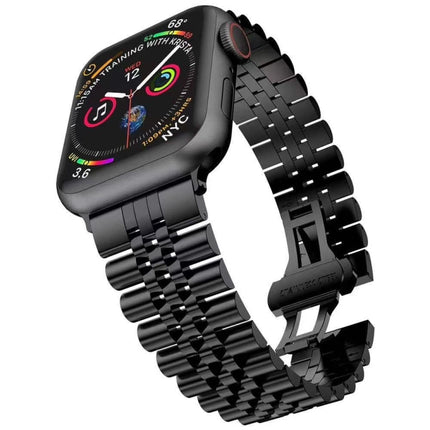 Metal Five Baht Replacement Steel Strap Watchband, For Apple Watch Ultra 49mm / Series 8&7 45mm / SE 2&6&SE&5&4 44mm / 3&2&1 42mm, For Apple Watch Series 8&7 41mm / SE 2&6&SE&5&4 40mm / 3&2&1 38mm - DealBuddy