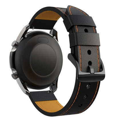 For Samsung Galaxy Watch 3 45mm Round Hole Line Genuine Leather Replacement Strap Watchband - DealBuddy