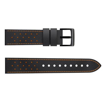 For Samsung Galaxy Watch 3 45mm Round Hole Line Genuine Leather Replacement Strap Watchband - DealBuddy
