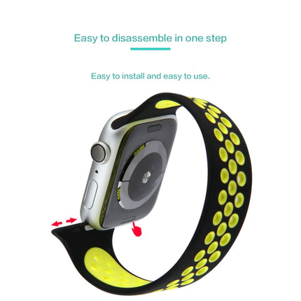 Elastic Silicone Watchband For Apple Watch Series 6 & SE & 5 & 4 40mm / 3 & 2 & 1 38mm, 135mm (Black Yellow), 135mm (Black Grey), 150mm (Red Black) - DealBuddy