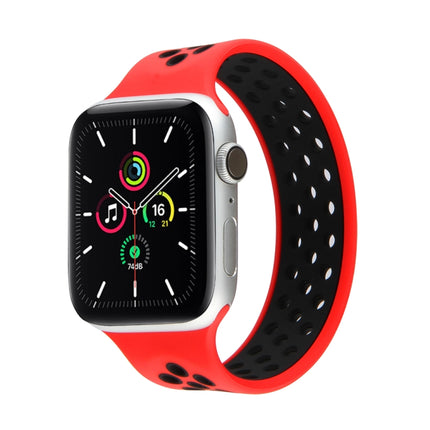 Elastic Silicone Watchband For Apple Watch Series 6 & SE & 5 & 4 44mm / 3 & 2 & 1 42mm, 150mm (Red Black), 160mm (White Black) - DealBuddy