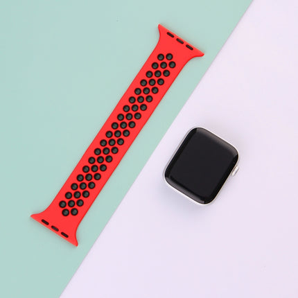 Elastic Silicone Watchband For Apple Watch Series 6 & SE & 5 & 4 44mm / 3 & 2 & 1 42mm, 150mm (Red Black), 160mm (White Black) - DealBuddy