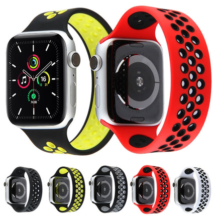 Elastic Silicone Watchband For Apple Watch Series 6 & SE & 5 & 4 44mm / 3 & 2 & 1 42mm, 150mm (Red Black), 160mm (White Black) - DealBuddy