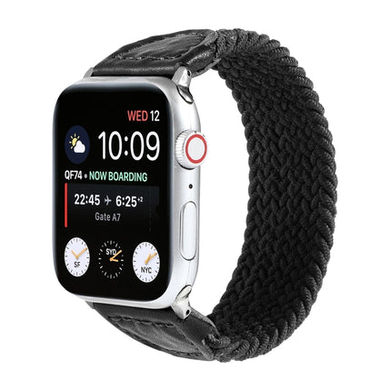 Nylon + Leather Braided Watchband For Apple Watch Series 6 & SE & 5 & 4 40mm / 3 & 2 & 1 38mm, S, M, L - DealBuddy