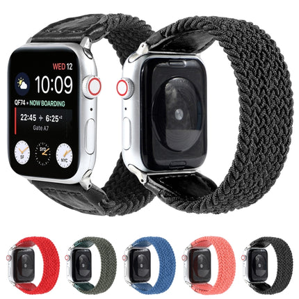 Nylon + Leather Braided Watchband For Apple Watch Series 6 & SE & 5 & 4 40mm / 3 & 2 & 1 38mm, S, M, L - DealBuddy