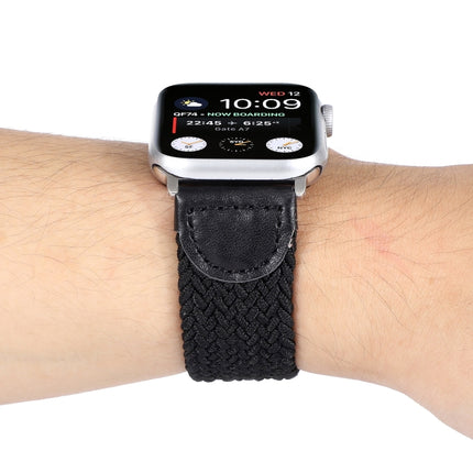Nylon + Leather Braided Watchband For Apple Watch Series 6 & SE & 5 & 4 44mm / 3 & 2 & 1 42mm, S, M, L - DealBuddy