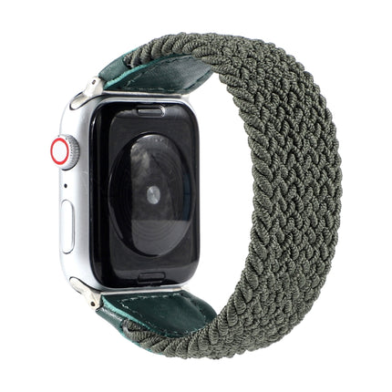 Nylon + Leather Braided Watchband For Apple Watch Series 6 & SE & 5 & 4 44mm / 3 & 2 & 1 42mm, S, M, L - DealBuddy