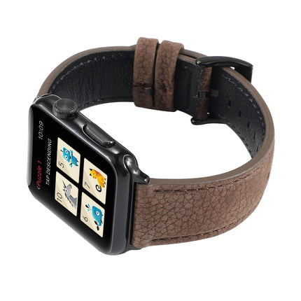 Litchi Texture Genuine Leather Watchband For Apple Watch Series 6 & SE & 5 & 4 40mm / 3 & 2 & 1 38mm, For Apple Watch Series 7 41mm / 6 & SE & 5 & 4 40mm / 3 & 2 & 1 38mm - DealBuddy