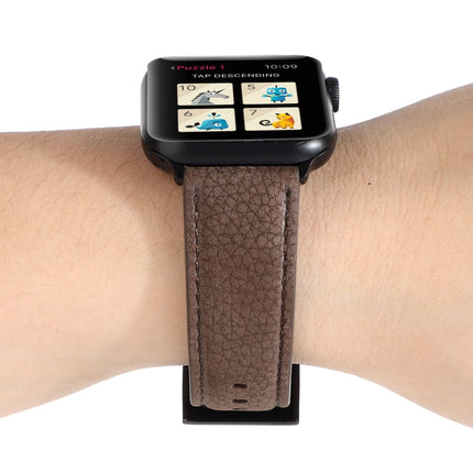 Litchi Texture Genuine Leather Watchband For Apple Watch Series 6 & SE & 5 & 4 40mm / 3 & 2 & 1 38mm, For Apple Watch Series 7 41mm / 6 & SE & 5 & 4 40mm / 3 & 2 & 1 38mm - DealBuddy
