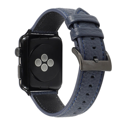 Litchi Texture Genuine Leather Watchband For Apple Watch Series 6 & SE & 5 & 4 40mm / 3 & 2 & 1 38mm, For Apple Watch Series 7 41mm / 6 & SE & 5 & 4 40mm / 3 & 2 & 1 38mm - DealBuddy
