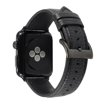 Litchi Texture Genuine Leather Watchband For Apple Watch Series 6 & SE & 5 & 4 40mm / 3 & 2 & 1 38mm, For Apple Watch Series 7 41mm / 6 & SE & 5 & 4 40mm / 3 & 2 & 1 38mm - DealBuddy