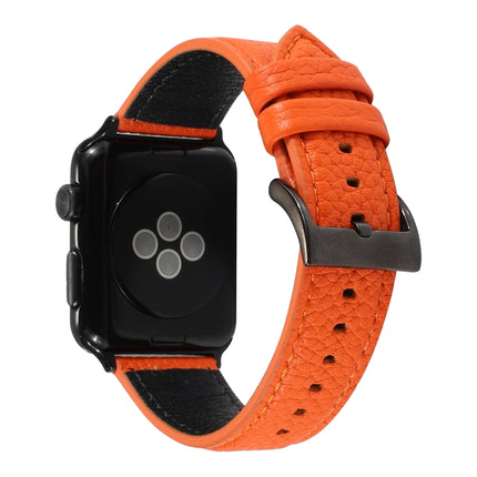 Litchi Texture Genuine Leather Watchband For Apple Watch Series 6 & SE & 5 & 4 40mm / 3 & 2 & 1 38mm, For Apple Watch Series 7 41mm / 6 & SE & 5 & 4 40mm / 3 & 2 & 1 38mm - DealBuddy