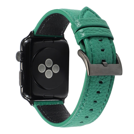 Litchi Texture Genuine Leather Watchband For Apple Watch Series 6 & SE & 5 & 4 44mm / 3 & 2 & 1 42mm, For Apple Watch Series 7 45mm / 6 & SE & 5 & 4 44mm / 3 & 2 & 1 42mm - DealBuddy