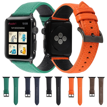 Litchi Texture Genuine Leather Watchband For Apple Watch Series 6 & SE & 5 & 4 44mm / 3 & 2 & 1 42mm, For Apple Watch Series 7 45mm / 6 & SE & 5 & 4 44mm / 3 & 2 & 1 42mm - DealBuddy