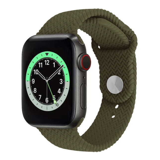 Woven Pattern Silicone Snap Watchband For Apple Watch Series 6 & SE & 5 & 4 40mm / 3 & 2 & 1 38mm - DealBuddy