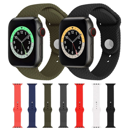 Woven Pattern Silicone Snap Watchband For Apple Watch Series 6 & SE & 5 & 4 44mm / 3 & 2 & 1 42mm - DealBuddy
