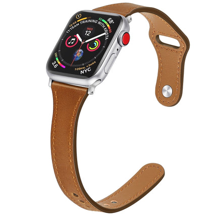 Leather Replacement Strap Watchband with Steel Button, For Apple Watch Series 7  41mm / & 6 & SE & 5 & 4 40mm, For Apple Watch Series  7  45mm / & 6 & SE & 5 & 4 44mm - DealBuddy