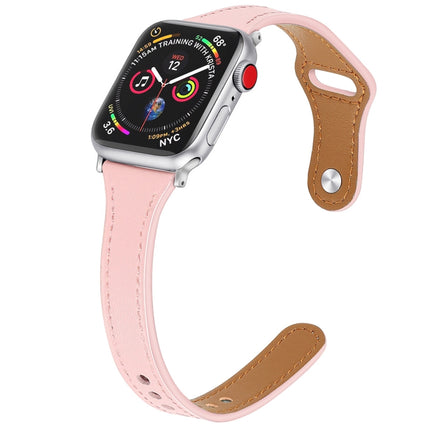 Leather Replacement Strap Watchband with Steel Button, For Apple Watch Series 7  41mm / & 6 & SE & 5 & 4 40mm, For Apple Watch Series  7  45mm / & 6 & SE & 5 & 4 44mm - DealBuddy