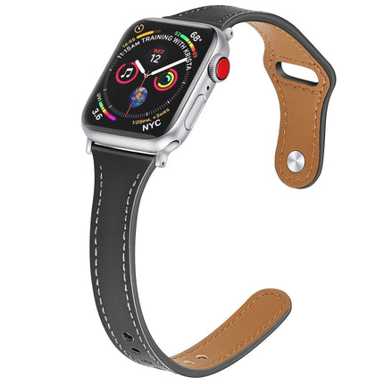 Leather Replacement Strap Watchband with Steel Button, For Apple Watch Series 7  41mm / & 6 & SE & 5 & 4 40mm, For Apple Watch Series  7  45mm / & 6 & SE & 5 & 4 44mm - DealBuddy