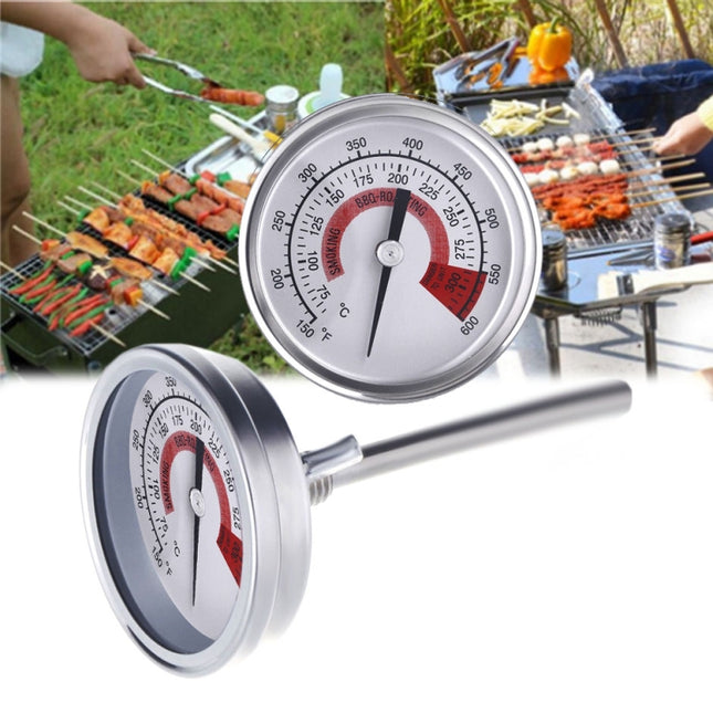 Stainless Steel Oven Thermometers BBQ Smoker Pit Grill Bimetallic Thermometer Temp Gauge Cooking Tools with Dual Display & Anti-fog Glass - DealBuddy