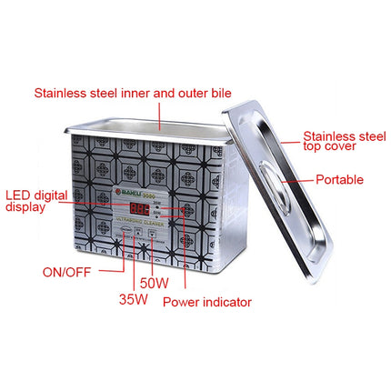 BAKU BK-3050 35W / 50W Adjustable 0.8L LCD Display Ultrasonic Cleaner, AC 220V - DealBuddy