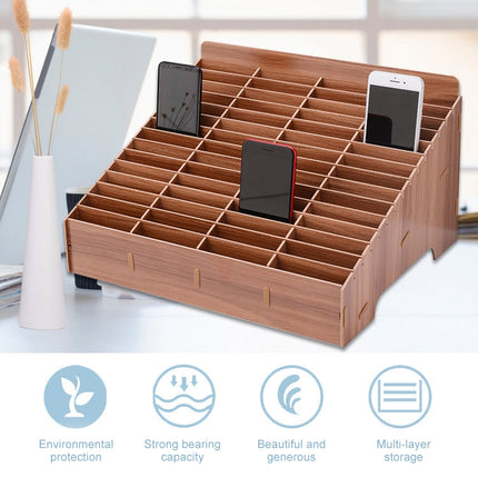 Wooden Multi-cell Mobile Phone Film Stand Desktop Display Rack, 60 Grids, Size: 41.7x34.5x23cm, 60 Grids, Pink, 60 Grids, Green, 60 Grids, Blue