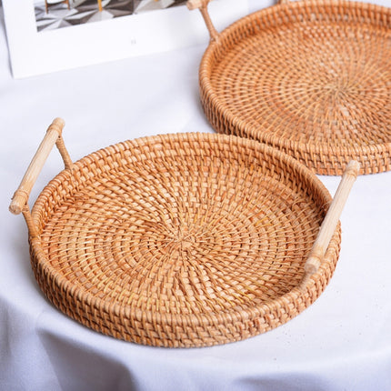 GP23 Braided Sweet Vegetable Fruit Snack Storage Tray Basket, Size: S