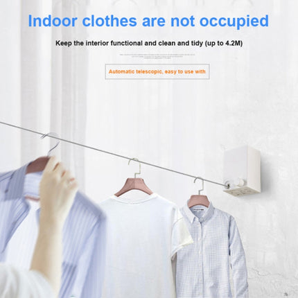 Retractable Indoor And Outdoor Clothes Wall Hanger Magic Drying Rack Balcony Bathroom Invisible Clothesline Wire Rope, White, Silver - DealBuddy