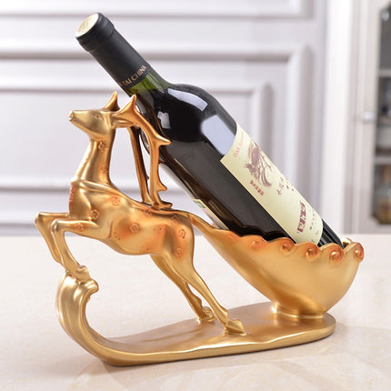 Creative Sika Deer Shape Wine Shelf Drain Rack Bottle Holder Living Room Ornaments Gift - DealBuddy