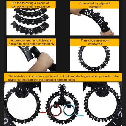 Home Simple European Style Triangular Mechanical Gears Wall Clock