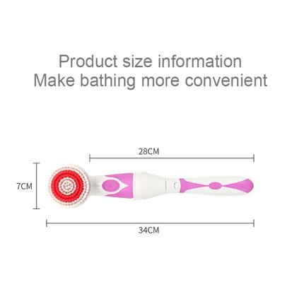 Multi-function Electric Waterproof Bath Cleansing Brush Long-handled Massage Brush, with 4 Brush Heads
