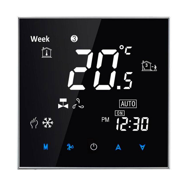 BAC-2000 Central Air Conditioning Type Touch LCD Digital 2-pipe Fan Coil Unit Room Thermostat, Display Fan Speed / Clock / Temperature  / Time / Week / Heat etc. - DealBuddy