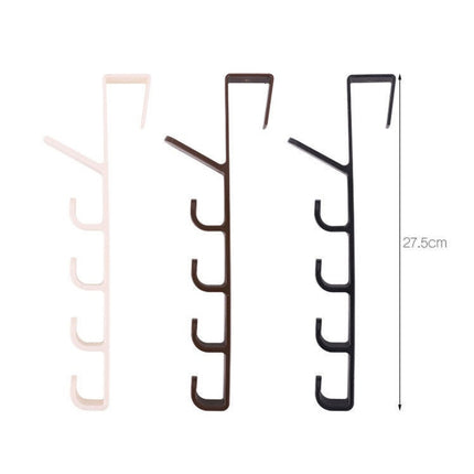 4pcs Multifunctional Vertical Style Bathroom Kitchen Wall Door Wardrobe Hanger Umbrella Clothes Towel Hook with 5 Hooks, Random Color Delivery