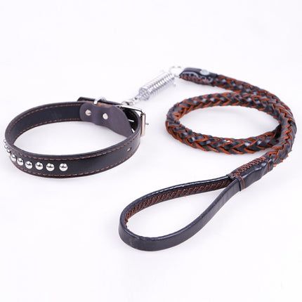Cowhide Traction Belt Dog Collar Telescopic Dog Rope, Suitable For Medium and Large Dogs, M, Rope Length: 128cm Collar Size: 32-44cm - DealBuddy