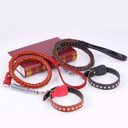 Cowhide Traction Belt Dog Collar Telescopic Dog Rope, Suitable For Medium and Large Dogs, M, Rope Length: 128cm Collar Size: 32-44cm - DealBuddy