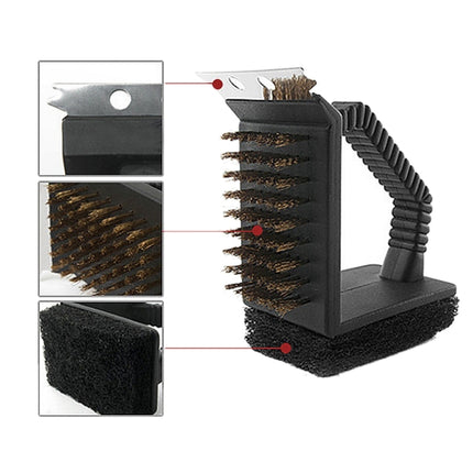 Outdoor Barbecue Cleaning Brush Camping Picnic BBQ Copper Wire Grill Three In One Right Angle Copper Wire Triangular Brush