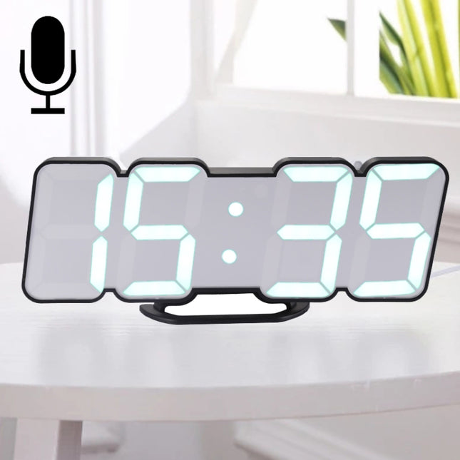 Modern 3D LED Sound Control Colorful Digital Alarm Clock Adjust Brightness Electronic Wall Glowing Hanging Clock with Remote Control
