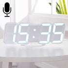 Modern 3D LED Sound Control Colorful Digital Alarm Clock Adjust Brightness Electronic Wall Glowing Hanging Clock with Remote Control