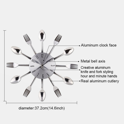 Creative Restaurant Kitchen Living Room Stainless Steel Knife and Fork Quartz Wall Clock
