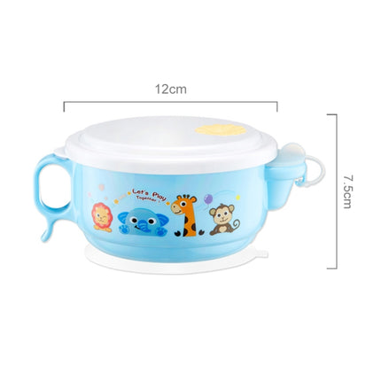 450ml Stainless Steel Interior And Plastic Exterior Double Layer Cartoon Style Bowl With Cover And Handles for Child At Age 2 to 9 - DealBuddy