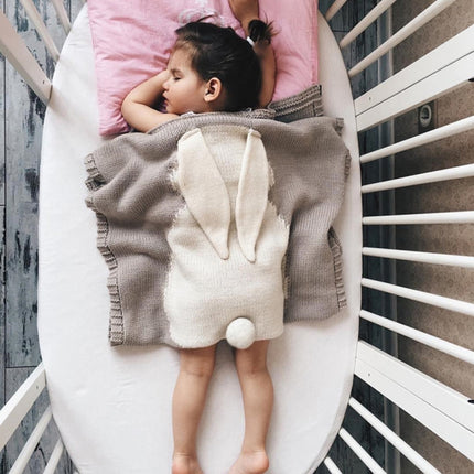 Rabbit Pattern Stereoscopic Ears Baby Knitted Blanket, Rabbit Pattern - DealBuddy