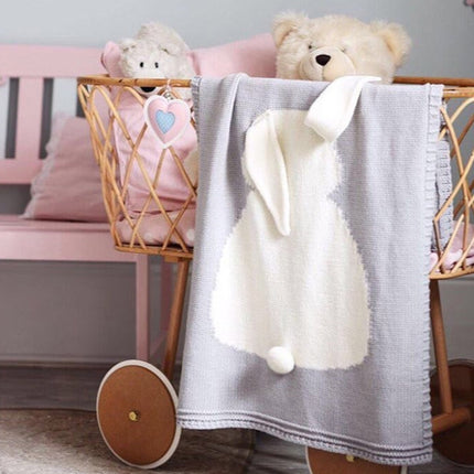 Rabbit Pattern Stereoscopic Ears Baby Knitted Blanket, Rabbit Pattern - DealBuddy