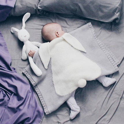 Rabbit Pattern Stereoscopic Ears Baby Knitted Blanket, Rabbit Pattern - DealBuddy