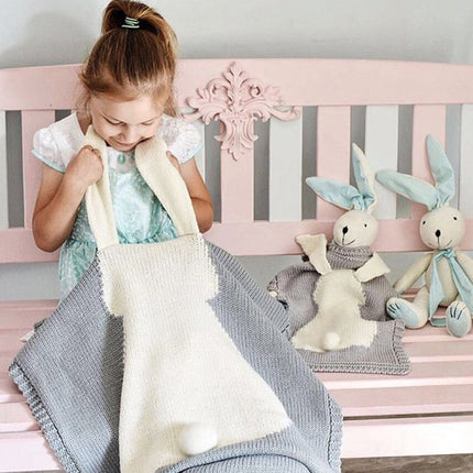 Rabbit Pattern Stereoscopic Ears Baby Knitted Blanket, Rabbit Pattern - DealBuddy