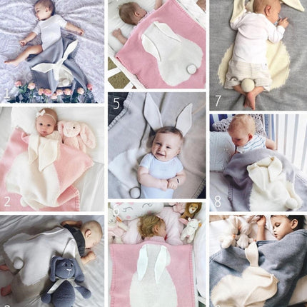 Rabbit Pattern Stereoscopic Ears Baby Knitted Blanket, Rabbit Pattern - DealBuddy