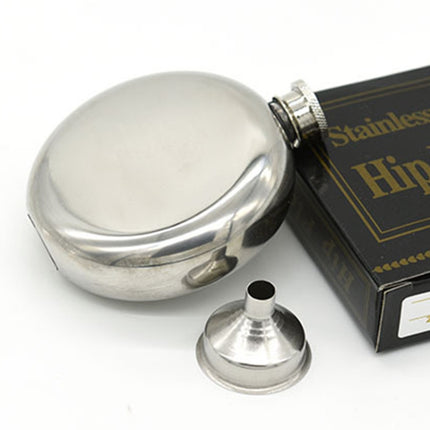 140mL(5oz) Men Mirror Handy Hip Flask Stainless Steel Portable Round Jug (With Small Funnel)(Silver)