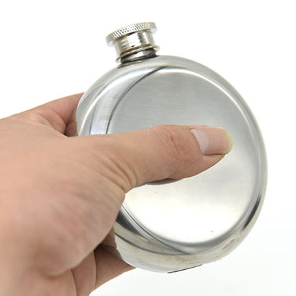 140mL(5oz) Men Mirror Handy Hip Flask Stainless Steel Portable Round Jug (With Small Funnel)(Silver)