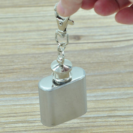 28mL(1oz)Cute Mini Portable Wine Jug Handy Stainless Steel Hip Flask with a Key Chain(Silver)